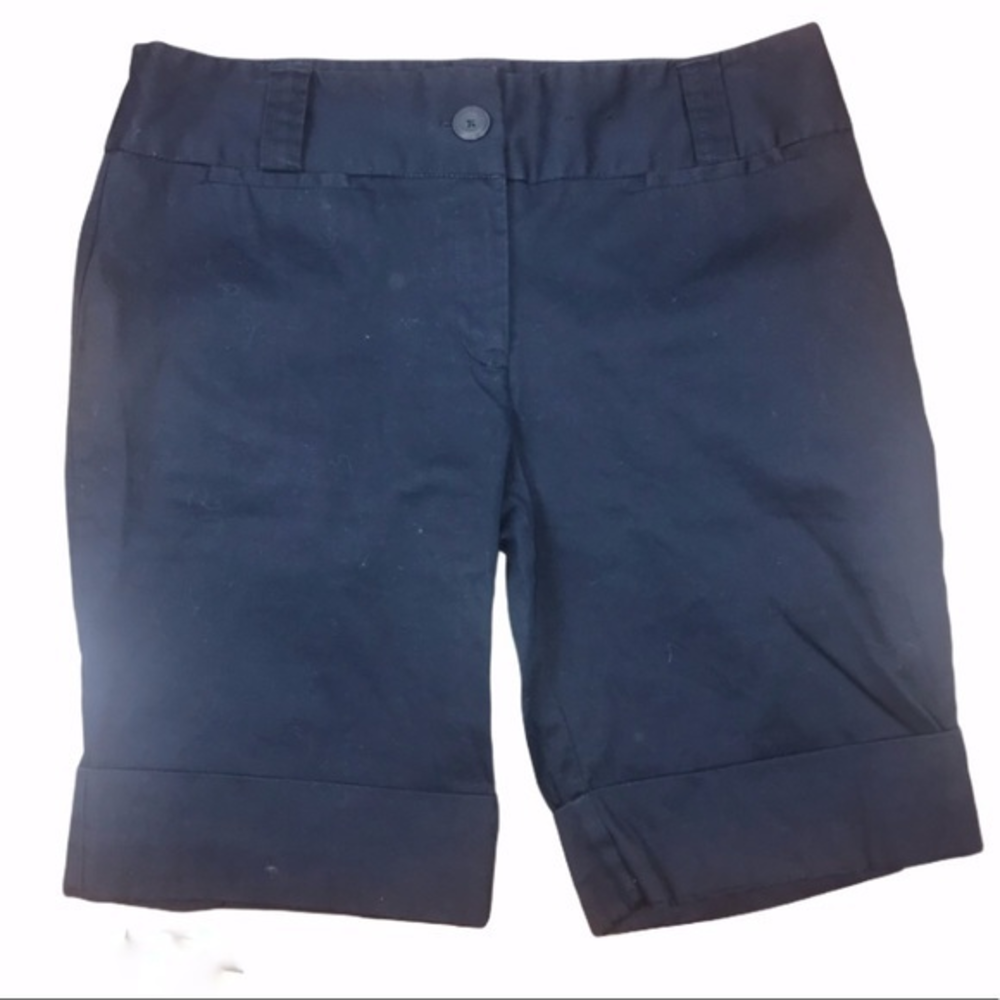 George 14 navy blue Bermuda length cuffed cotton blend shorts